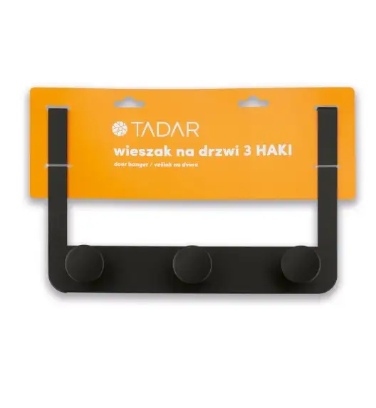 TADAR WIESZAK NA DRZWI 3 HAKI CZARNY 30x20 CM