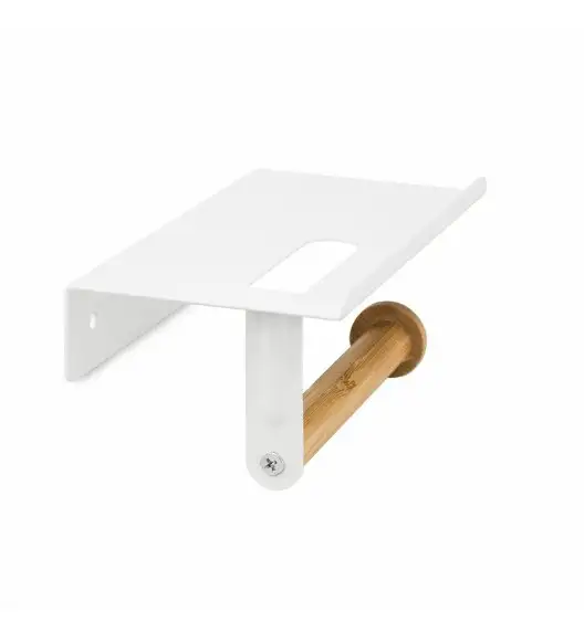 TADAR WIESZAK NA PAPIER TOALETOWY Z PÓŁKĄ WOOD BIAŁY 18x9,7x7,5 CM