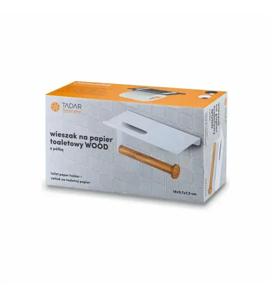 TADAR WIESZAK NA PAPIER TOALETOWY Z PÓŁKĄ WOOD BIAŁY 18x9,7x7,5 CM