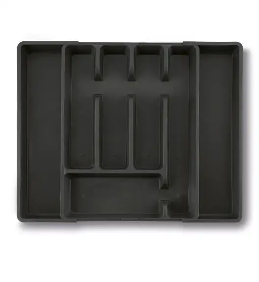 TADAR WKŁAD DO SZUFLADY NA SZTUĆCE REGULOWANY 37x27,5(44)x4,5 CM ANTRACYT PP