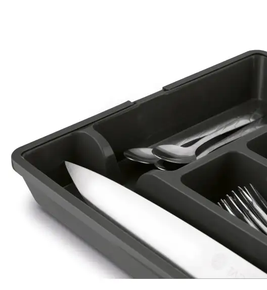 TADAR WKŁAD DO SZUFLADY NA SZTUĆCE REGULOWANY 37x27,5(44)x4,5 CM ANTRACYT PP