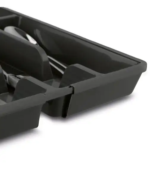 TADAR WKŁAD DO SZUFLADY NA SZTUĆCE REGULOWANY 37x27,5(44)x4,5 CM ANTRACYT PP