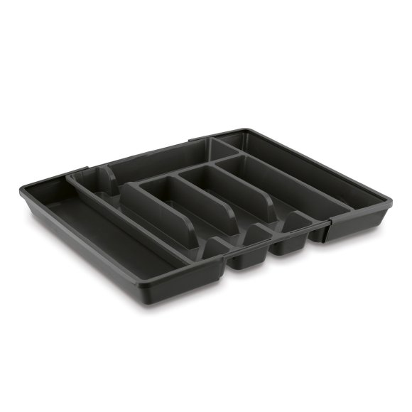 TADAR WKŁAD DO SZUFLADY NA SZTUĆCE REGULOWANY 37x27,5(44)x4,5 CM ANTRACYT PP