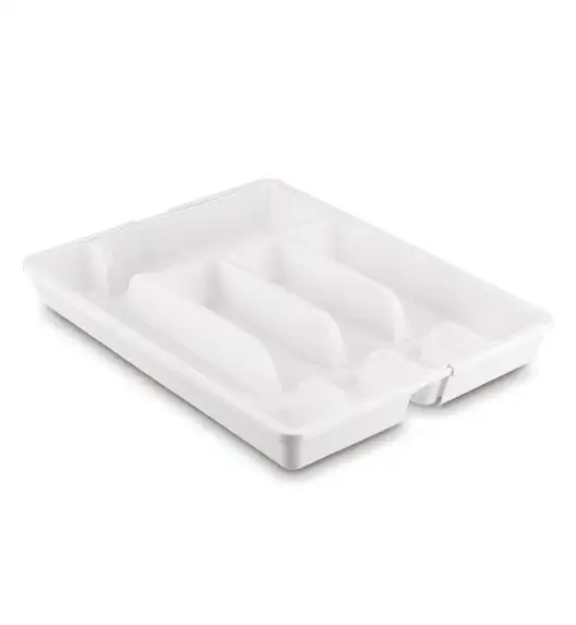 TADAR WKŁAD DO SZUFLADY NA SZTUĆCE REGULOWANY 37x27,5(44)x4,5 CM BIAŁY PP