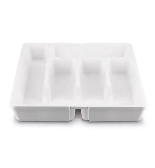 TADAR WKŁAD DO SZUFLADY NA SZTUĆCE REGULOWANY 37x27,5(44)x4,5 CM BIAŁY PP