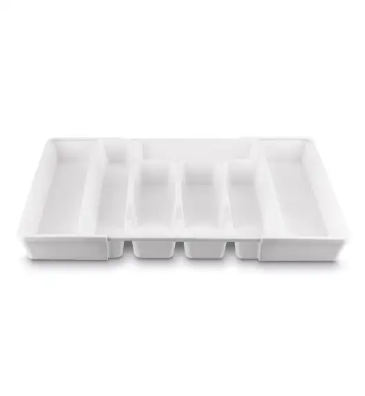 TADAR WKŁAD DO SZUFLADY NA SZTUĆCE REGULOWANY 37x27,5(44)x4,5 CM BIAŁY PP