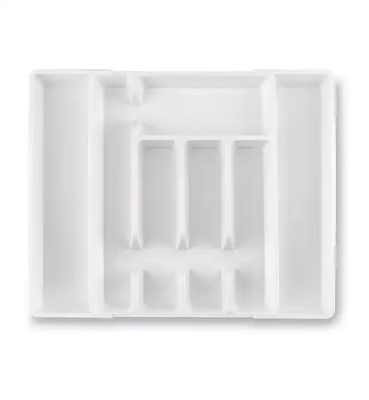 TADAR WKŁAD DO SZUFLADY NA SZTUĆCE REGULOWANY 37x27,5(44)x4,5 CM BIAŁY PP