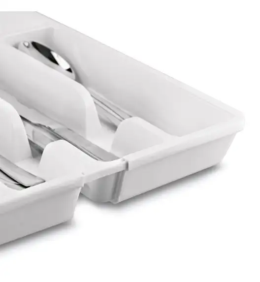 TADAR WKŁAD DO SZUFLADY NA SZTUĆCE REGULOWANY 37x27,5(44)x4,5 CM BIAŁY PP