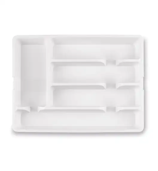 TADAR WKŁAD DO SZUFLADY NA SZTUĆCE REGULOWANY 37x27,5(44)x4,5 CM BIAŁY PP