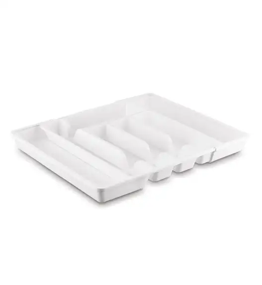 TADAR WKŁAD DO SZUFLADY NA SZTUĆCE REGULOWANY 37x27,5(44)x4,5 CM BIAŁY PP