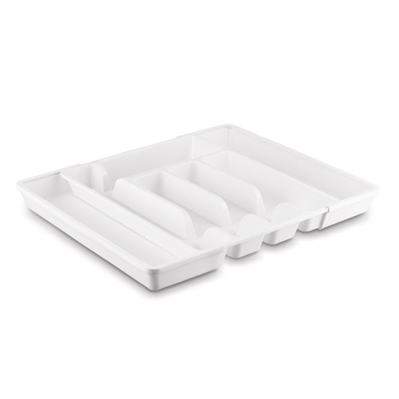 TADAR WKŁAD DO SZUFLADY NA SZTUĆCE REGULOWANY 37x27,5(44)x4,5 CM BIAŁY PP