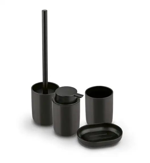 TADAR ZESTAW ŁAZIENKOWY CZARNY MAT (DOZOWNIK, MYDELNICZKA, SZCZOTKA WC, KUBEK)
