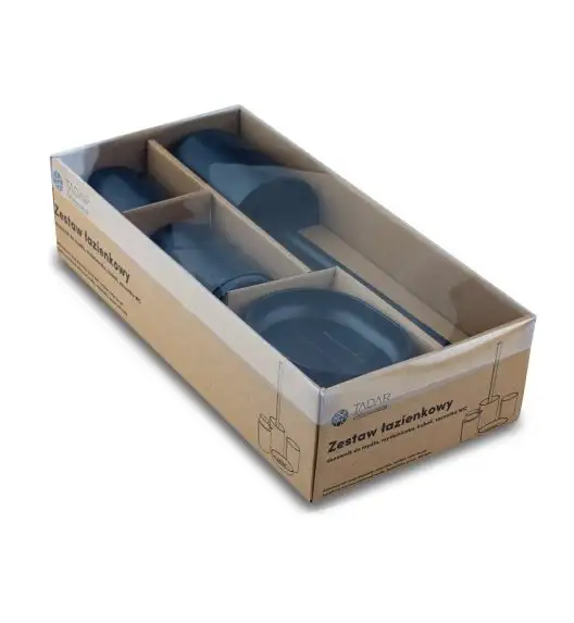 TADAR ZESTAW ŁAZIENKOWY CZARNY MAT (DOZOWNIK, MYDELNICZKA, SZCZOTKA WC, KUBEK)