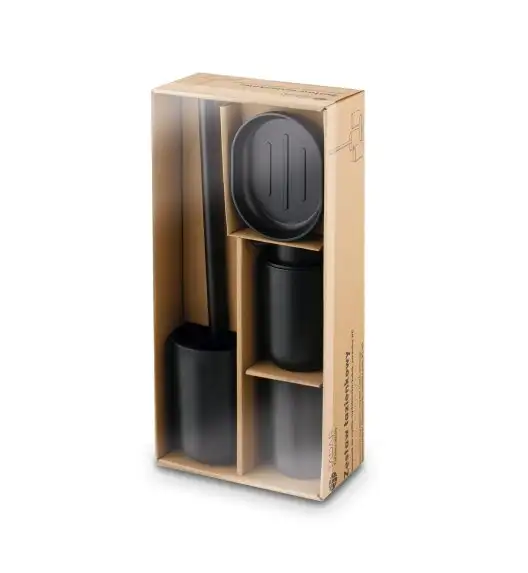 TADAR ZESTAW ŁAZIENKOWY CZARNY MAT (DOZOWNIK, MYDELNICZKA, SZCZOTKA WC, KUBEK)