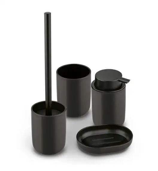 TADAR ZESTAW ŁAZIENKOWY CZARNY MAT (DOZOWNIK, MYDELNICZKA, SZCZOTKA WC, KUBEK)