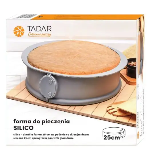 TADAR SILICO LARA Tortownica silikonowa ze szklanym dnem 25 cm / okrągła