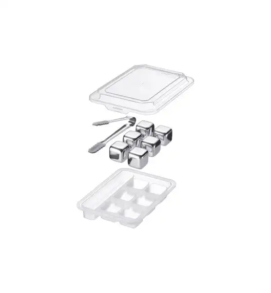 WESTMARK COSMO Kostki chłodzące do napojów drinków + szczypce 7 el / stal nierdzewna