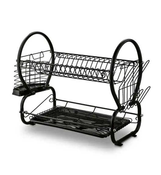 TADAR OMEGA Dwupoziomowa suszarka do naczyń 56,5x25x38 cm / czarna