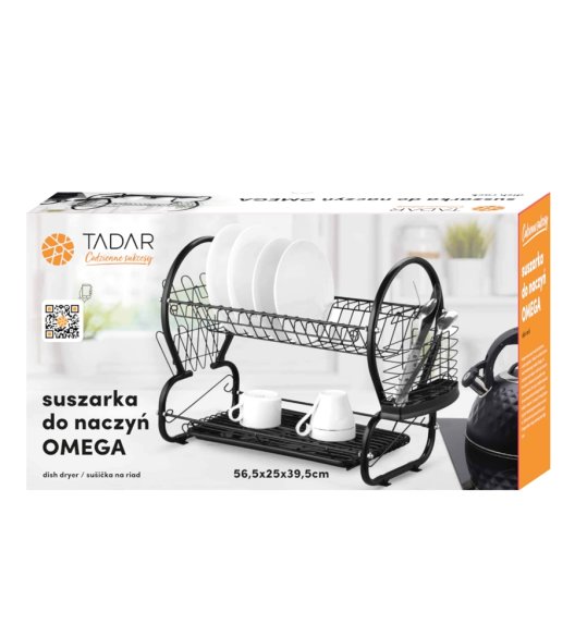 TADAR OMEGA Dwupoziomowa suszarka do naczyń 56,5x25x38 cm / czarna