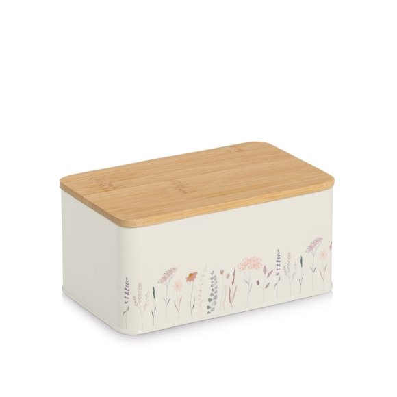 ZELLER FLOWERS Pojemnik z bambusową pokrywką 1650 ml metalowy