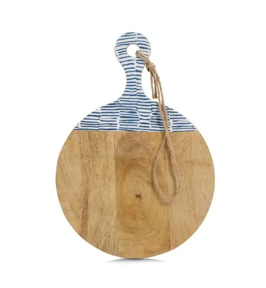 ZELLER Deska do krojenia/serwowania z uchwytem drewno mango niebieska 43x30x2 cm