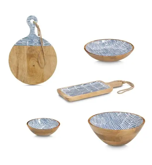 ZELLER Miska do serwowania drewno mango niebieska Ø20x6 cm