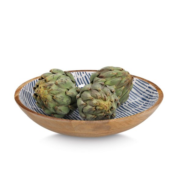 ZELLER Misa do serwowania drewno mango niebieska Ø30x6 cm