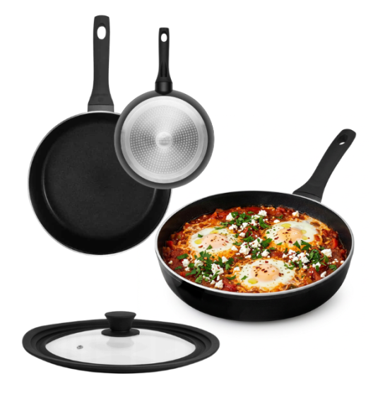 GERLACH HARMONY CLASSIC Patelnia 24 cm z pokrywką silikonową 24/26/28 cm / powłoka ceramiczna ILAG / 2 elementy