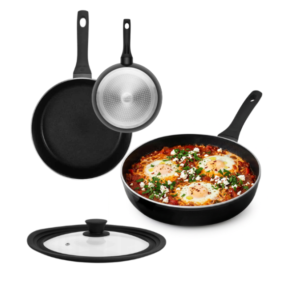 GERLACH HARMONY CLASSIC Patelnia 24 cm z pokrywką silikonową 24/26/28 cm / powłoka ceramiczna ILAG / 2 elementy