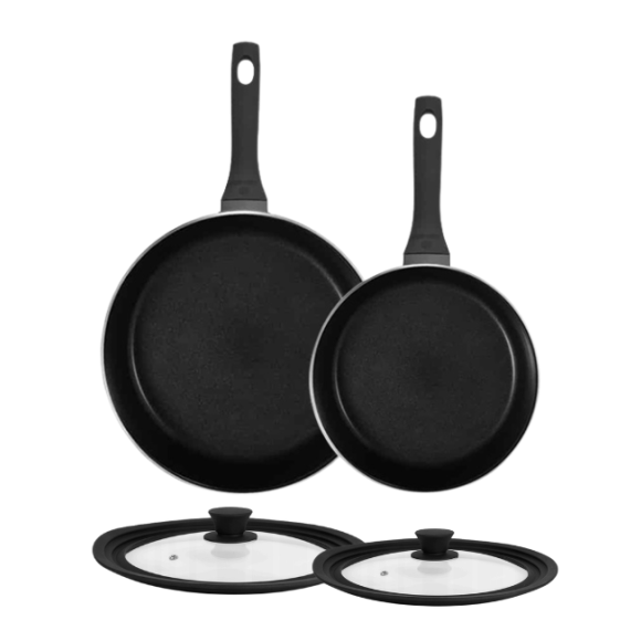 GERLACH HARMONY CLASSIC Zestaw patelni z powłoką ceramiczną ILAG 20, 28 cm z pokrywkami silikonowymi / 4 elementy