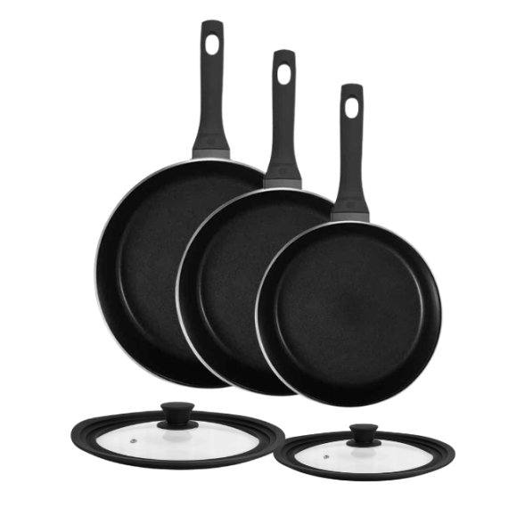 GERLACH HARMONY CLASSIC Zestaw patelni z powłoką ceramiczną ILAG 20, 24, 28 cm z pokrywkami silikonowymi 