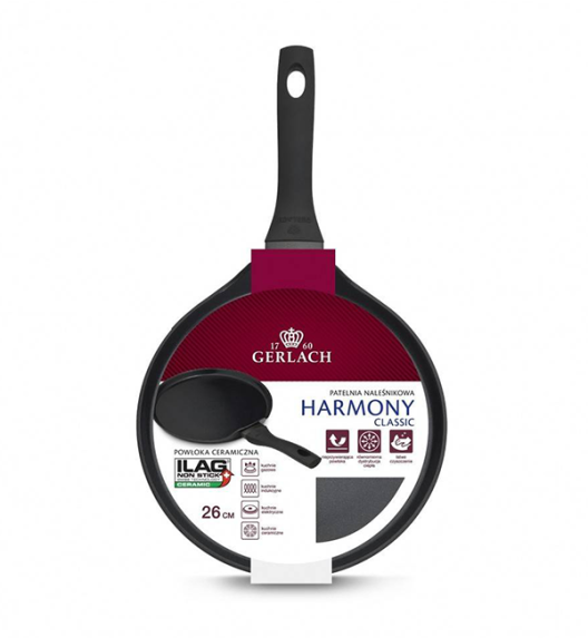 GERLACH HARMONY CLASSIC Zestaw patelni z powłoką ceramiczną ILAG 20, 24, 28 cm + Patelnia naleśnikowa 26 cm 