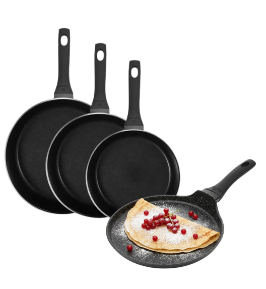 GERLACH HARMONY CLASSIC Zestaw patelni z powłoką ceramiczną ILAG 20, 24, 28 cm + Patelnia naleśnikowa Granitex 25 cm 