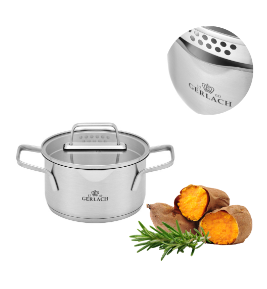 GERLACH AMBIENTE GARNEK 1,5 L Z POKRYWKĄ 16 cm / stal nierdzewna