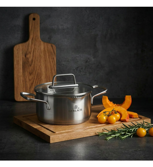 GERLACH AMBIENTE GARNEK 1,5 L Z POKRYWKĄ 16 cm / stal nierdzewna