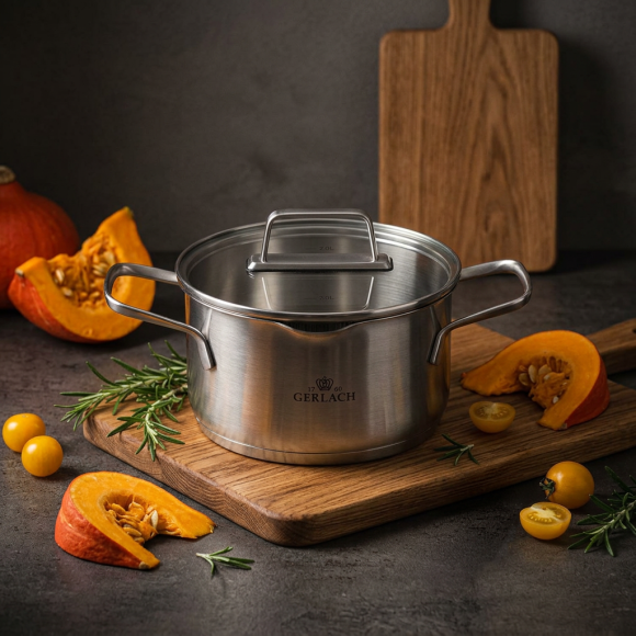 GERLACH AMBIENTE GARNEK 2,0 L Z POKRYWKĄ 18 cm / stal nierdzewna