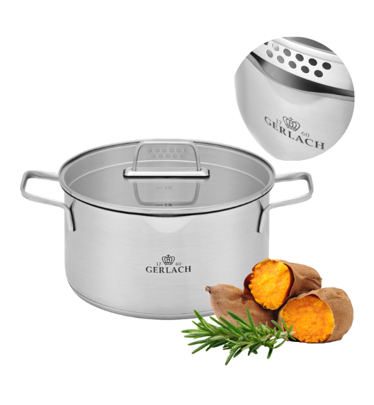 GERLACH AMBIENTE GARNEK 5,0 L Z POKRYWKĄ 24 cm / stal nierdzewna