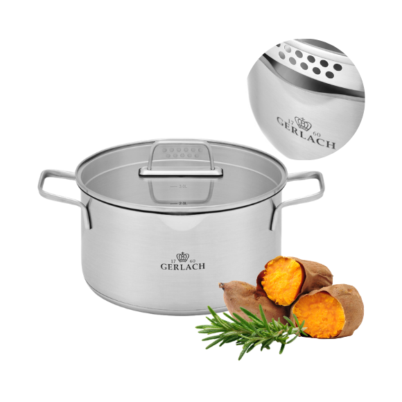 GERLACH AMBIENTE GARNEK 5,0 L Z POKRYWKĄ 24 cm / stal nierdzewna