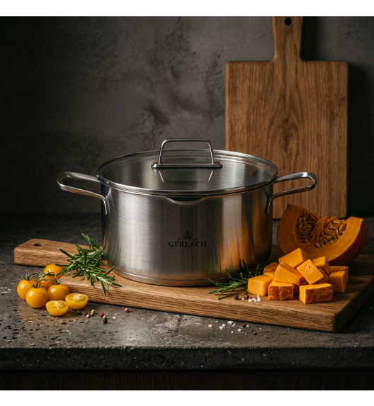 GERLACH AMBIENTE GARNEK 5,0 L Z POKRYWKĄ 24 cm / stal nierdzewna