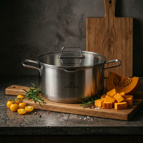 GERLACH AMBIENTE GARNEK 5,0 L Z POKRYWKĄ 24 cm / stal nierdzewna