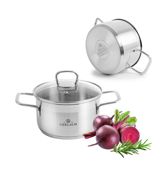 GERLACH BRAVA GARNEK 1,5 L Z POKRYWKĄ 16 cm / stal nierdzewna