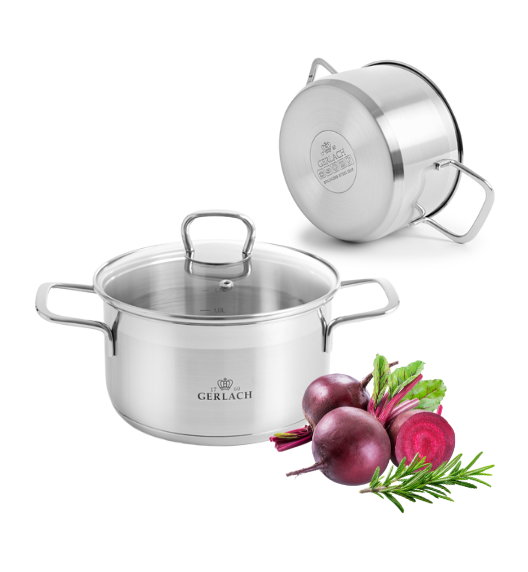 GERLACH BRAVA GARNEK 2,0 L Z POKRYWKĄ 18 cm / stal nierdzewna