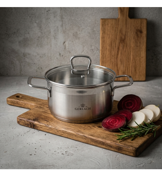 GERLACH BRAVA GARNEK 2,0 L Z POKRYWKĄ 18 cm / stal nierdzewna