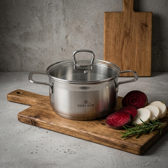 GERLACH BRAVA GARNEK 2,0 L Z POKRYWKĄ 18 cm / stal nierdzewna