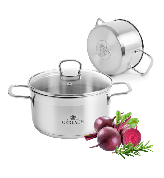 GERLACH BRAVA GARNEK 2,5 L Z POKRYWKĄ 20 cm / stal nierdzewna