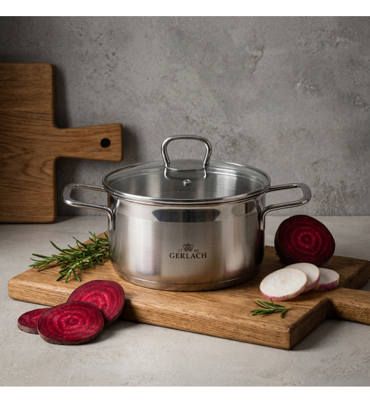 GERLACH BRAVA GARNEK 2,5 L Z POKRYWKĄ 20 cm / stal nierdzewna