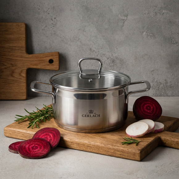 GERLACH BRAVA GARNEK 2,5 L Z POKRYWKĄ 20 cm / stal nierdzewna