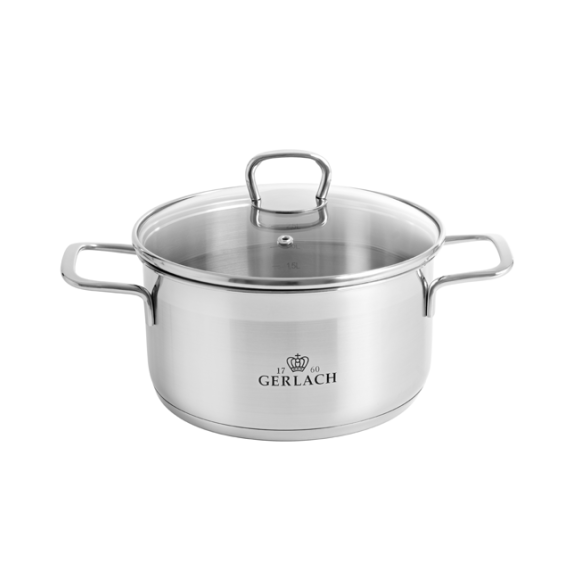 GERLACH BRAVA GARNEK 2,5 L Z POKRYWKĄ 20 cm / stal nierdzewna