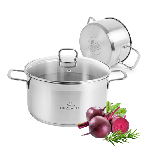 GERLACH BRAVA GARNEK 5,0 L Z POKRYWKĄ 24 cm / stal nierdzewna