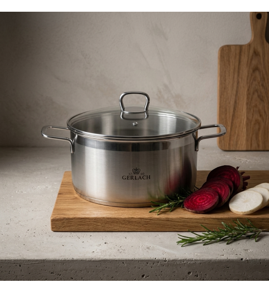 GERLACH BRAVA GARNEK 5,0 L Z POKRYWKĄ 24 cm / stal nierdzewna